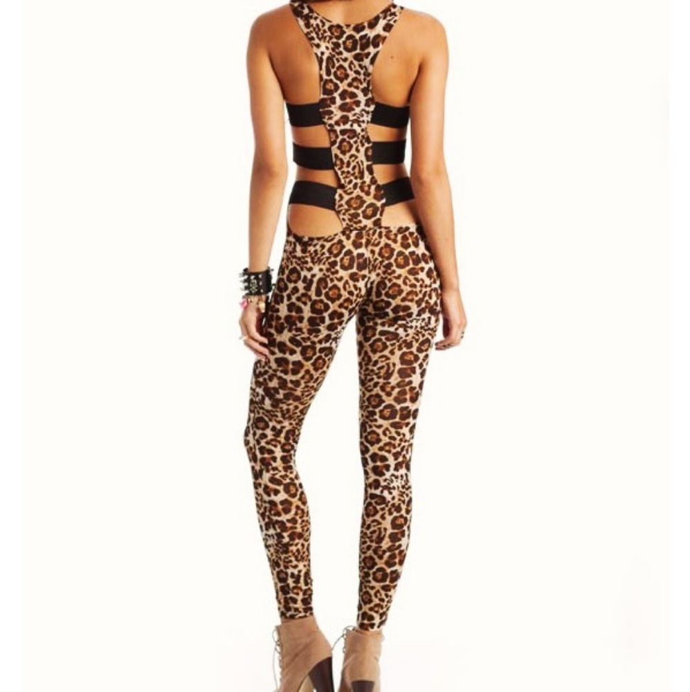 Nicki Minaj Style Leopard Jumpsuit